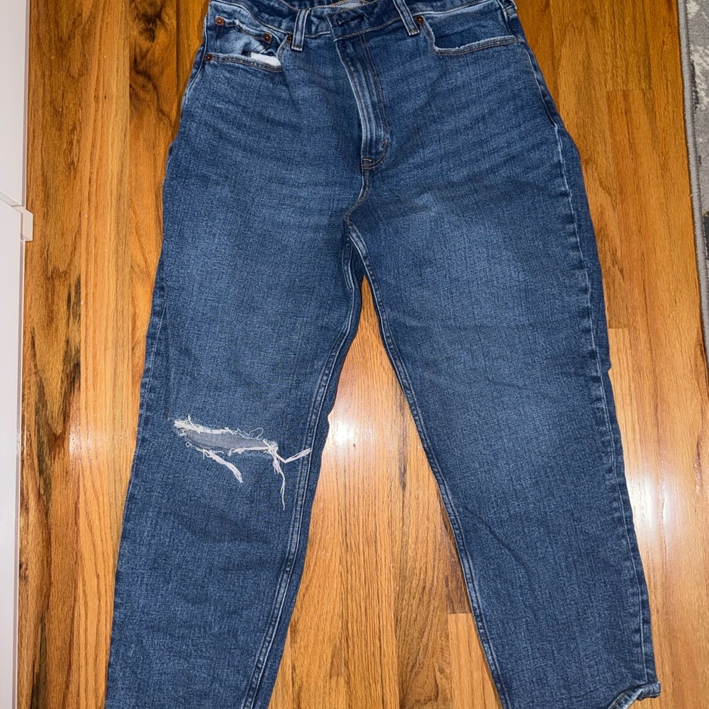 Abercrombie & Fitch Relaxed Fit Distressed Blue Jeans